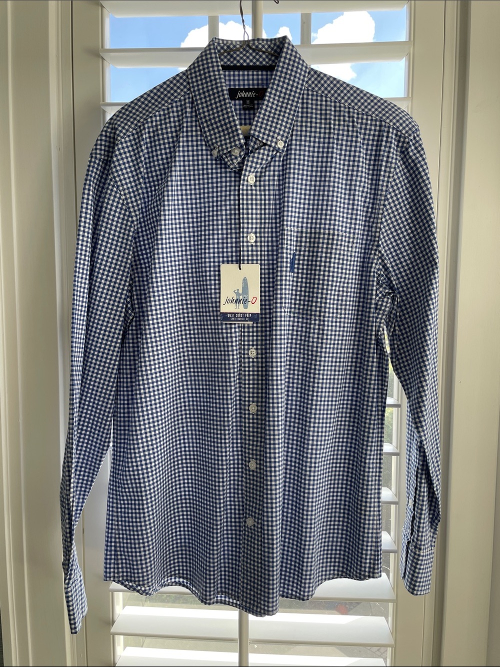 johnnie-O Navy and White Gingham Button-Down Shirt